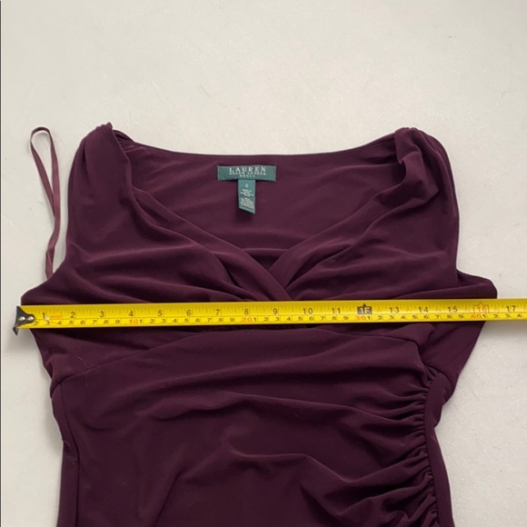 Ralph Lauren plum purple ruched side sleeveless dress 2 - Picture 6 of 9